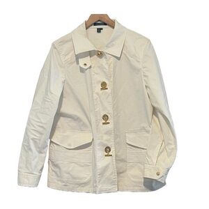 Ralph Lauren Cream Military Style Coat Gold Hardware Size L Quiet Luxury